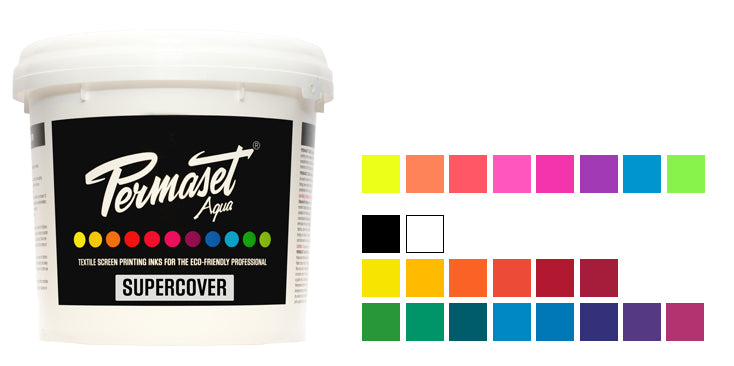 PERMASET SUPERCOVER eco-friendly opaque screen printing inks for light and dark toned fabrics