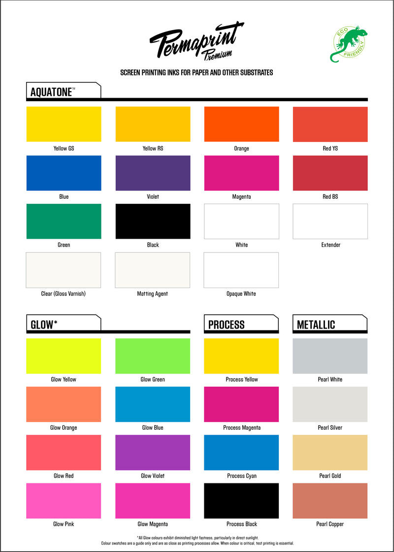 PERMAPRINT PREMIUM water-based inks for paper and other substrates color guide