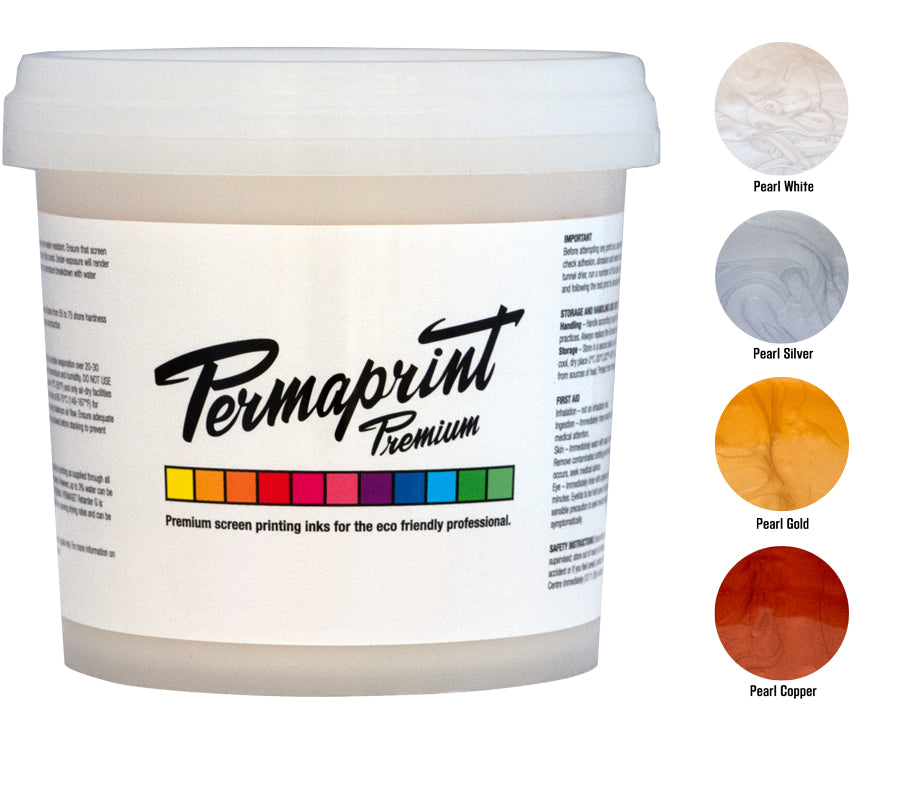 Gold, Silver, Copper and Pearl White water-based screen printing ink for paper