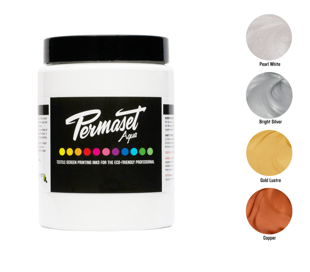 300 mL PERMASET AQUA Metallics Trial Kit - a water-based ink for light and dark fabrics